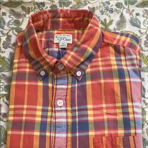 Jcrew orange Madras short sleeved shirt
